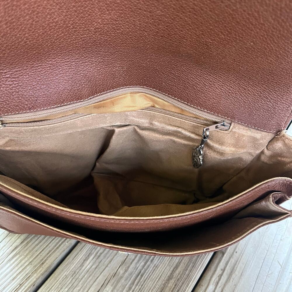 Gucci Vintage Brown Leather Messenger Crossbody Bag Est. 1970's Era - Picture 6 of 15